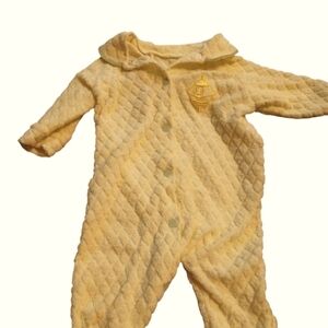 Vintage 80s Sunny Yellow Quilted Kids Footie